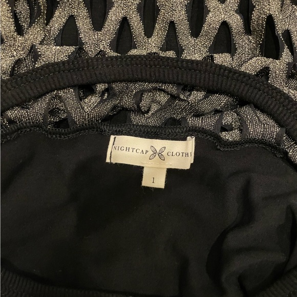 Nightcap Clothing Size 1 Bodycon Long Sleeved Dress w/ Metallic Mesh overlay - Picture 3 of 3